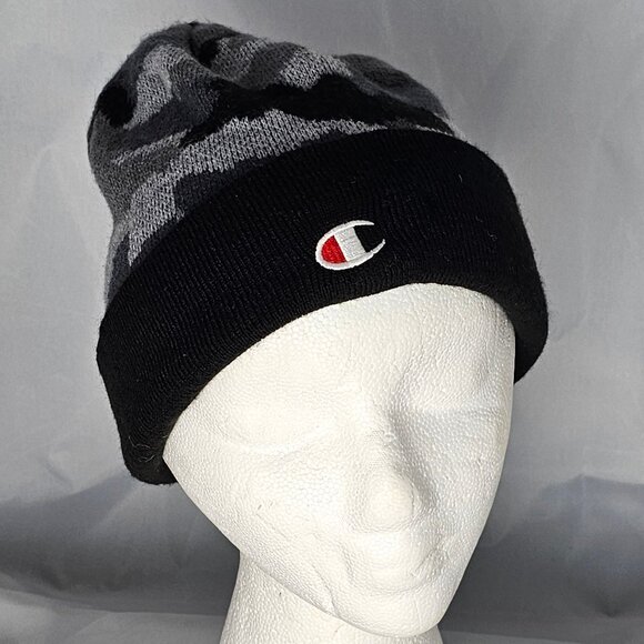 Black and Gray Camo Champions Beanie - Picture 1 of 1